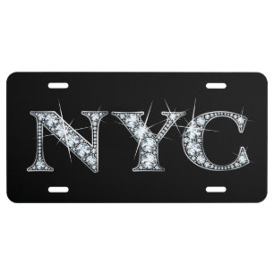 NYC Faux-"Diamond" Bling License Plate