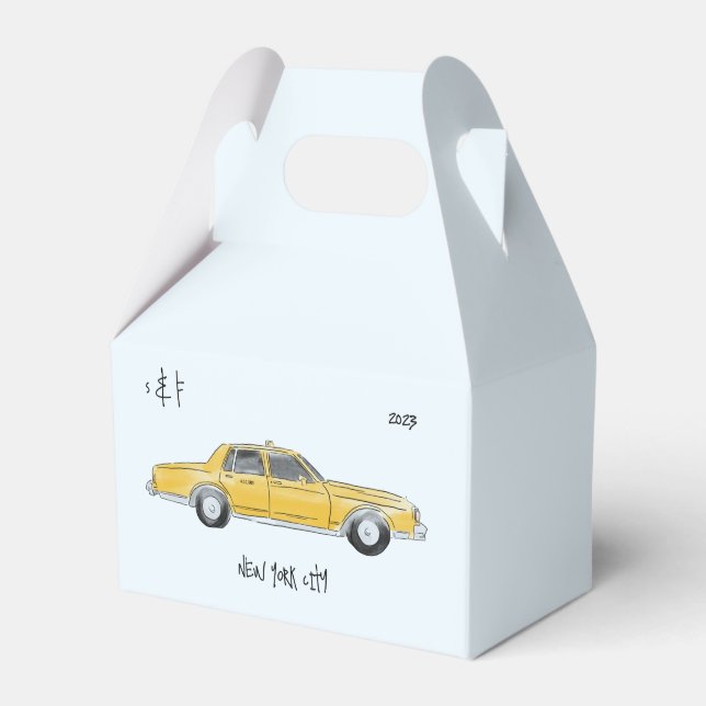 NYC Favor Box. Wedding welcome box taxi. (Front Side)