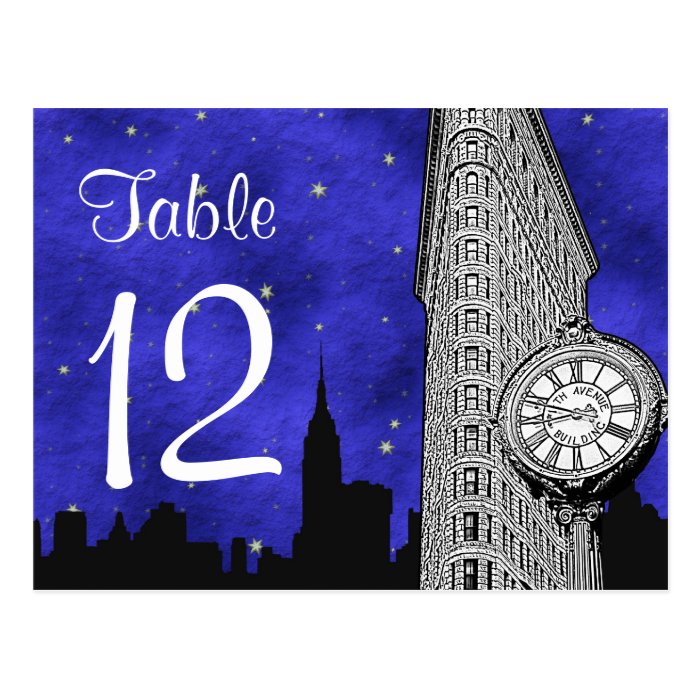 NYC Flatiron Skyline Silhouette Bl S2 Table Number Post Cards