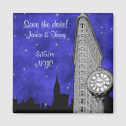 NYC Flatiron Skyline Silhouette Blu St Save Date Magnet