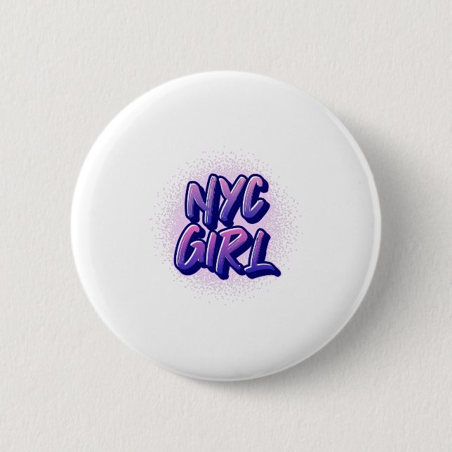 NYC Girl Graffiti Style Button (Front)