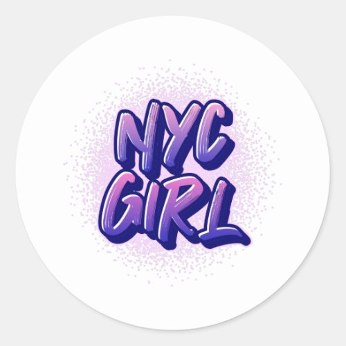 NYC Girl Graffiti Style   Classic Round Sticker