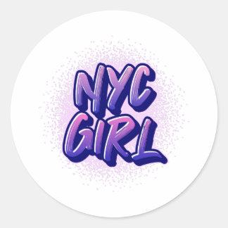 NYC Girl Graffiti Style Classic Round Sticker