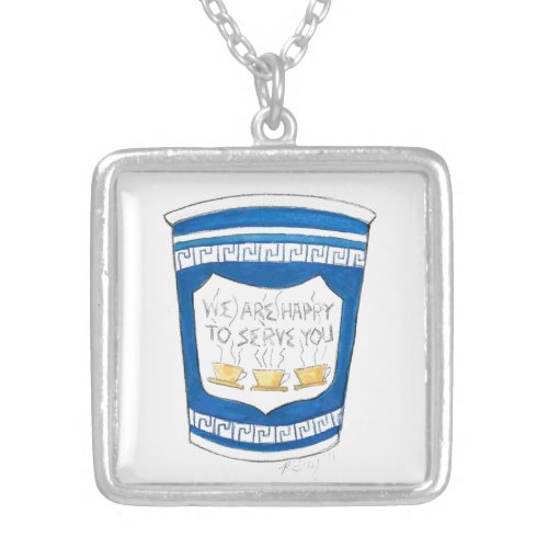 NYC Greek Diner Happy to Serve Coffee Cup Necklace
