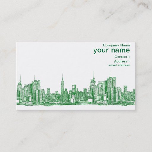 Customizable NYC green sketch Business Card Template