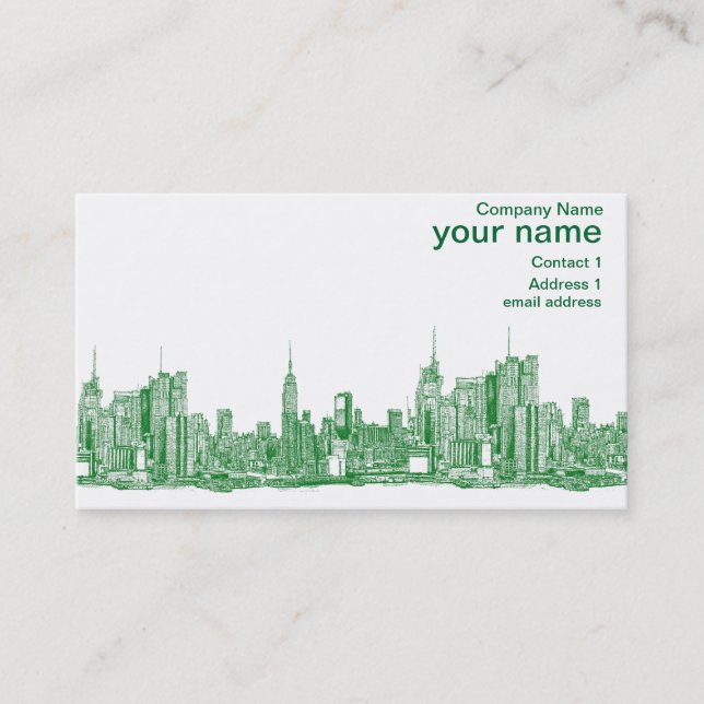 NYC green sketch Business Card (Front)
