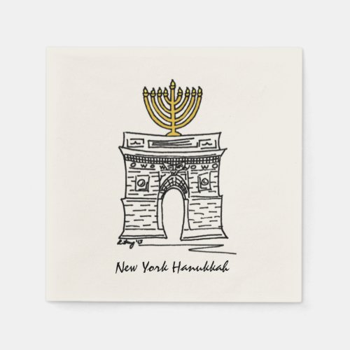 NYC Hanukkah Washington Square Arch Menorah Napkins