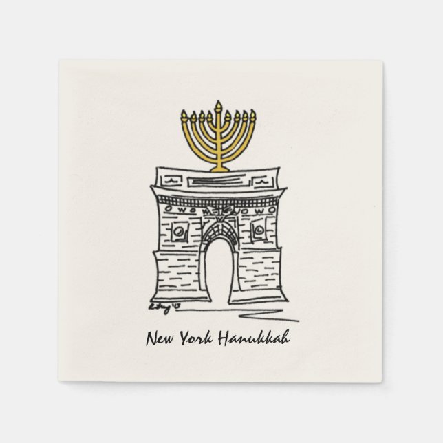NYC Hanukkah Washington Square Arch Menorah Napkins (Front)