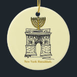 NYC Hanukkah Washington Square Menorah New York Ceramic Ornament<br><div class="desc">Features an original marker illustration of a classic NYC landmark, the Washington Square Arch, "dressed up" with a menorah for the holiday season. Ideal for celebrating Hanukkah! This Chanukah illustration is also available on other products. Don't see what you're looking for? Need help with customization? Contact Rebecca to have something...</div>