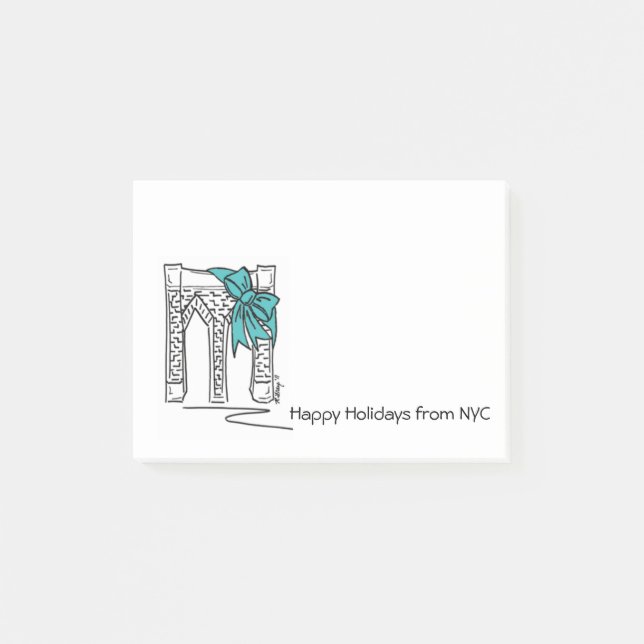 NYC Happy Holidays Brooklyn Bridge Hanukkah Post-it Notes (Front)