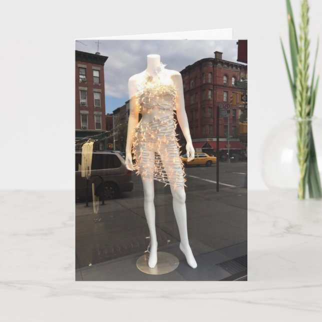NYC Holiday Lights Shop Window Mannequin Photo Card (Front)