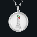 NYC Holiday Wreath Skyscraper Christmas Holiday NY Silver Plated Necklace<br><div class="desc">Necklace features an original marker illustration of a New York City skyscraper, "dressed up" for the holidays with a green wreath. Perfect as a gift or stocking stuffer for anyone who loves the holidays in NYC! Don't see what you're looking for? Need help with customization? Contact Rebecca to have something...</div>
