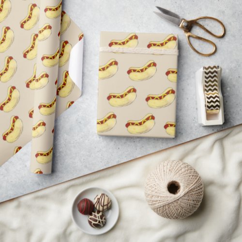 NYC Hot Dog Frank Frankfurter Wiener Mustard Bun Wrapping Paper