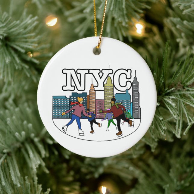 NYC Ice Skating Ceramic Ornament (Tree)