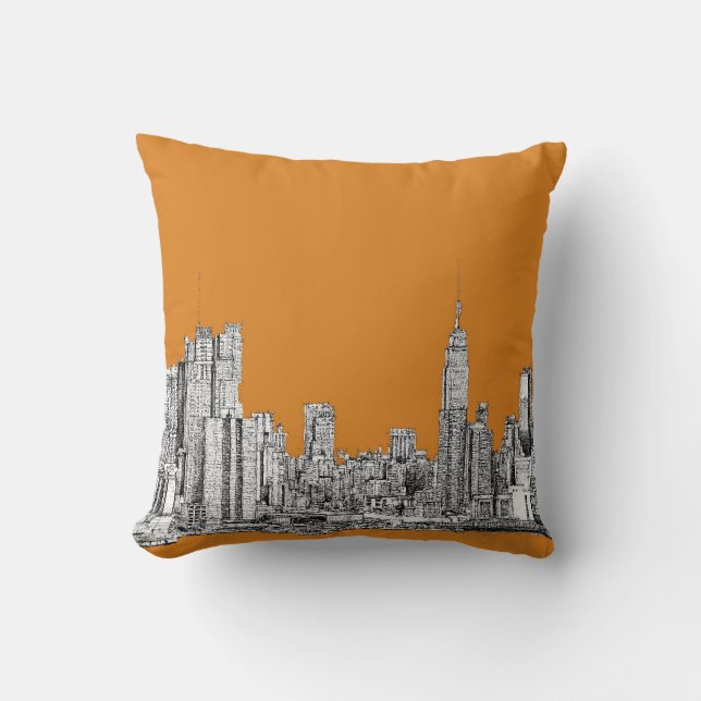 NYC In orange Throw Pillow (Front)
