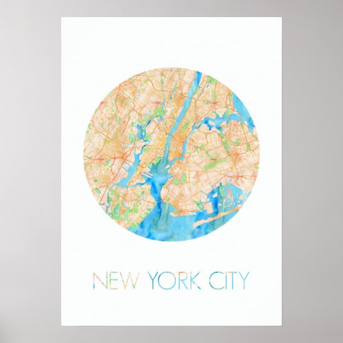 NYC in Watercolor Poster