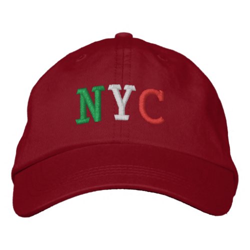 NYC Italian Flag Green White and Red Colored Embroidered Baseball Cap