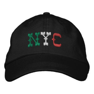 NYC Italy Flag Old Classic Green White Red Black Embroidered Baseball Cap