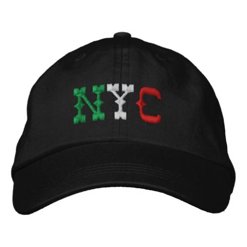 NYC Italy Flag Old Classic Green White Red Black Embroidered Baseball Cap