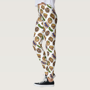 NYC Jewish Deli Food Pickle Blintz Bagel Knish Lox Leggings