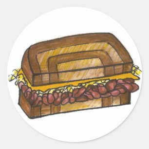 NYC Jewish Deli Reuben Corned Beef Sandwich Foodie Classic Round Sticker