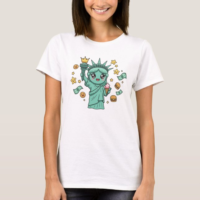 NYC Kawaii Statue of Liberty T-Shirt – Cute Americ (Front)