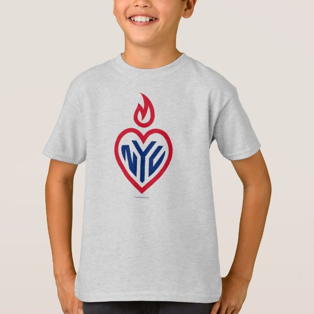 NYC Kids T-Shirt Grey - Gotham Heart (Front)