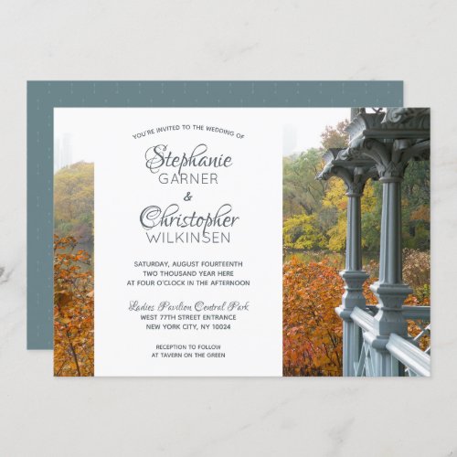 NYC Ladies Pavilion Autumn Central Park Wedding Invitation