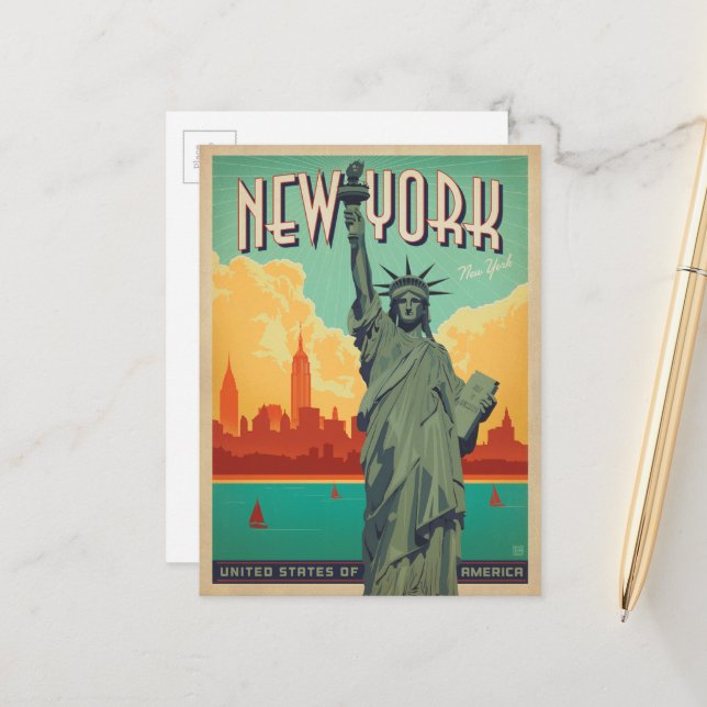 New York - The Wonder City - Statue Of Liberty - Vintage Travel Poster Siva Ganesh