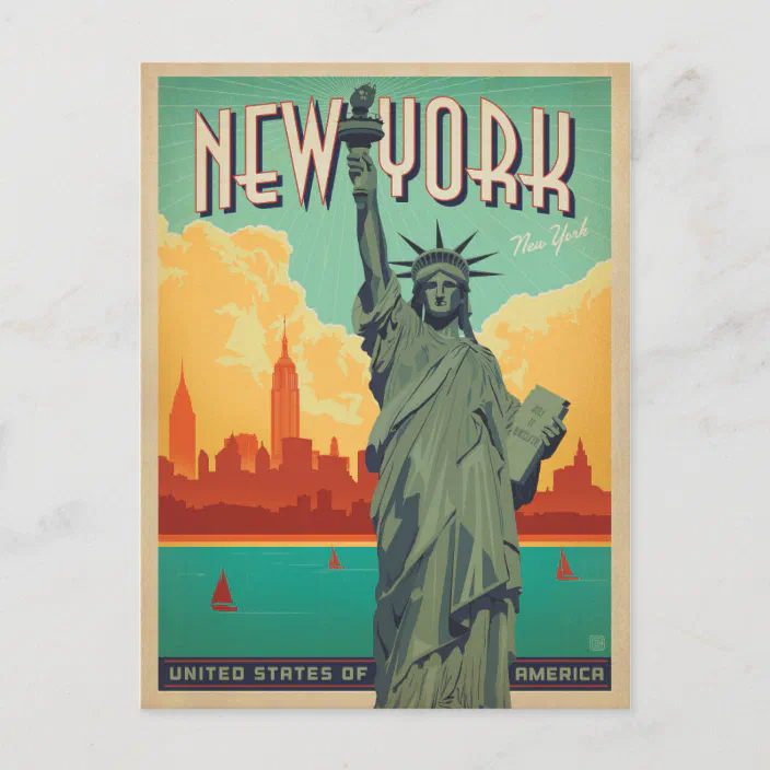 Statue of Liberty New York Invites United States Travel Advertisement Poster 