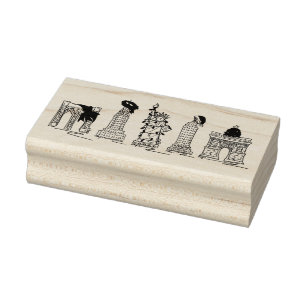 NYC Landmarks New York City Christmas Xmas Holiday Rubber Stamp