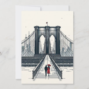 NYC Love Vibe - Modern Brooklyn Bridge Valentine's Holiday Card