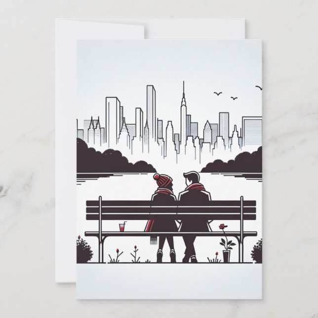 NYC Love Vibe - Modern minimalistic Holiday Card (Front)