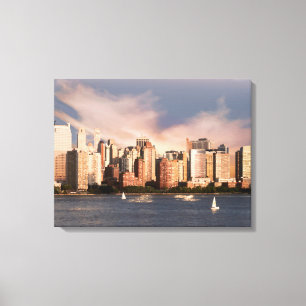 NYC Lower Manhattan Skyline Fine Art Wrapped Canvas Print