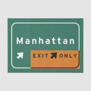 NYC Manhattan Exit Interstate Highway Freeway Road Tissue Paper