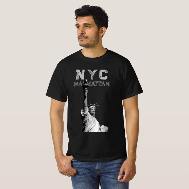 Nyc Manhattan Liberty Statue Mens Modern T-Shirt (Front Full)