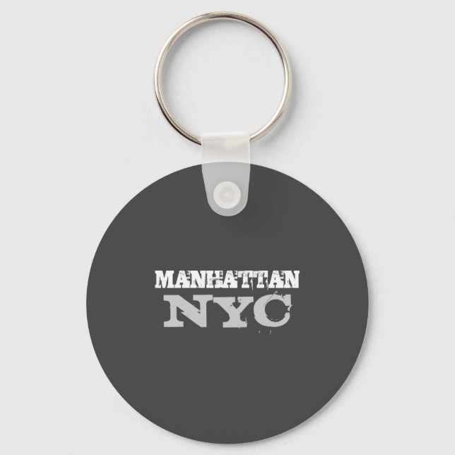 Nyc Manhattan New York City Elegant Black Template Keychain (Front)