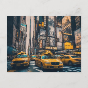 NYC Manhattan Yellow Taxis  Postcard