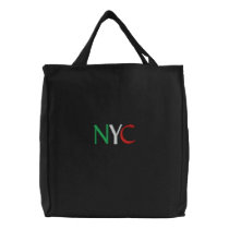 NYC Modern Italian Green White Red Italy colors Embroidered Tote Bag