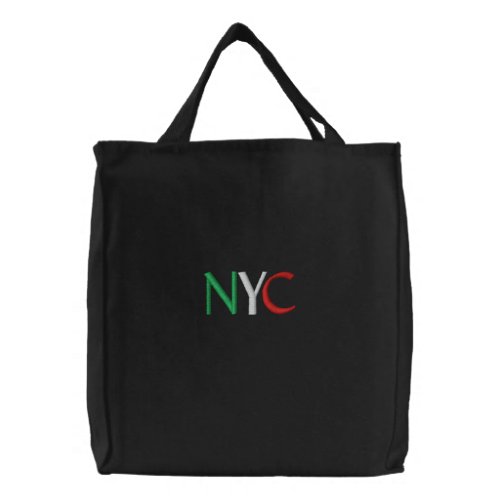 NYC Modern Italian Green White Red Italy colors Embroidered Tote Bag