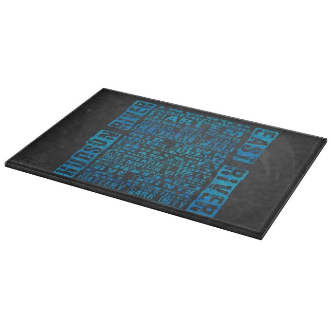 NYC Neighborhoods Blue Cutting Board (Corner)