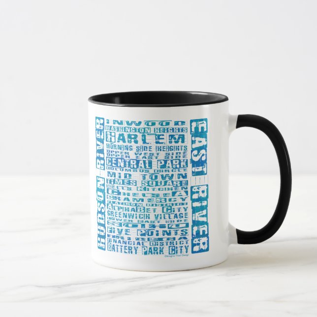 NYC Neighborhoods Blue Mug (Right)