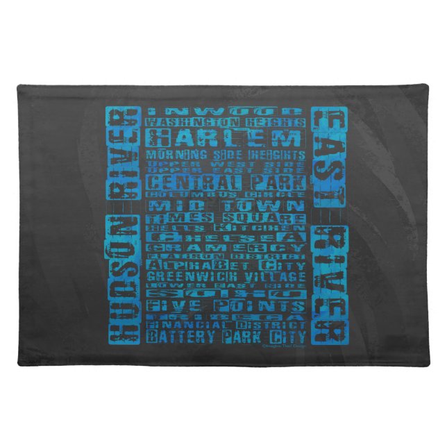NYC Neighborhoods Blue Placemat (Front)