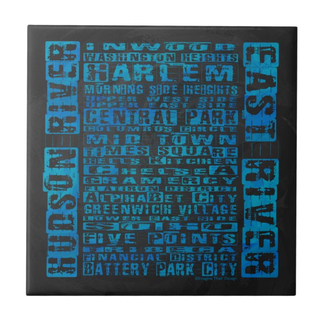 NYC Neighborhoods Blue Tile (Front)