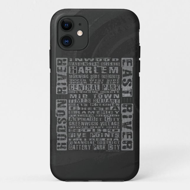 NYC Neighborhoods Gray Case-Mate iPhone Case (Back)