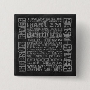 NYC Neighborhoods Gray Pinback Button