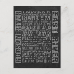 NYC Neighborhoods Gray Postcard