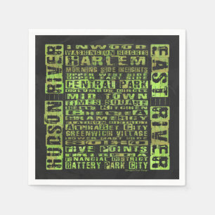 NYC Neighborhoods Green Napkins