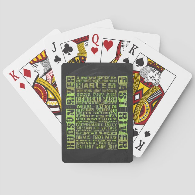 NYC Neighborhoods Green Poker Cards (Back)