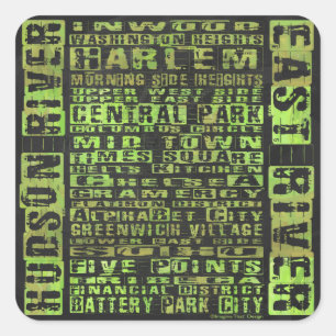 NYC Neighborhoods Green Square Sticker